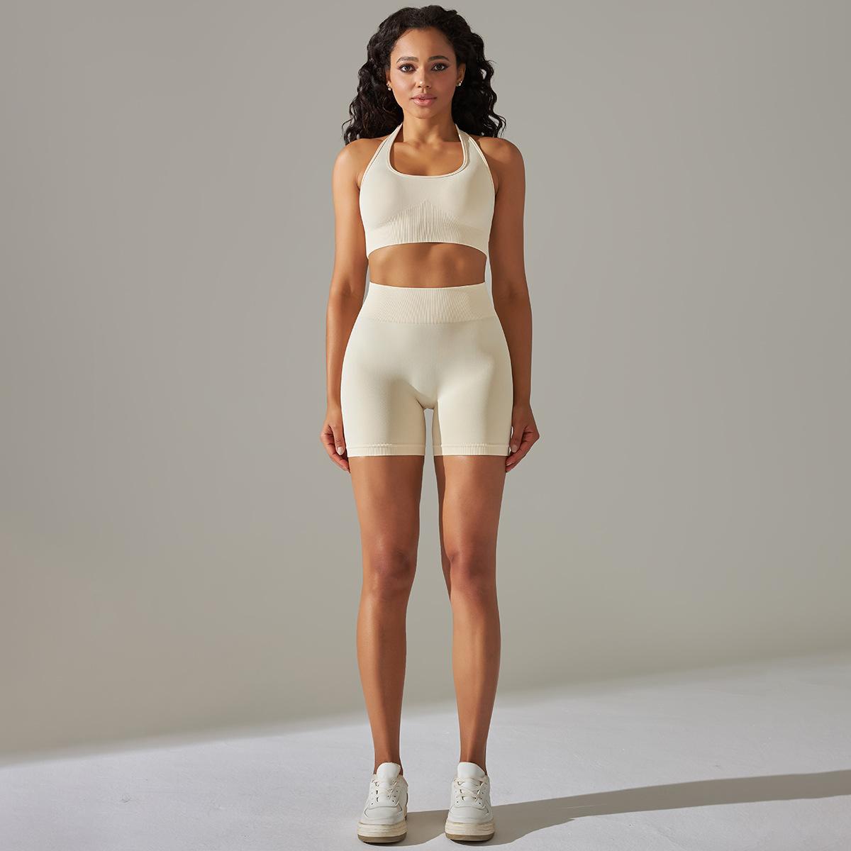 Ensemble de yoga sans coutures pour femme, taille haute gainante, soutien-gorge de sport ajusté, pantalon de yoga deux pièces