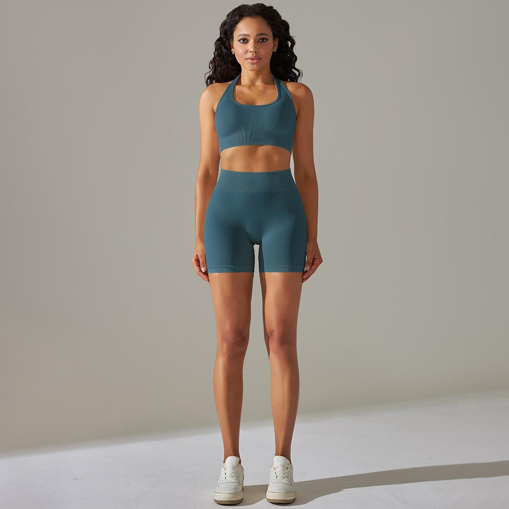 Ensemble de yoga sans coutures pour femme, taille haute gainante, soutien-gorge de sport ajusté, pantalon de yoga deux pièces