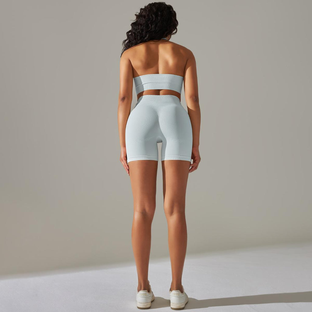 Ensemble de yoga sans coutures pour femme, taille haute gainante, soutien-gorge de sport ajusté, pantalon de yoga deux pièces