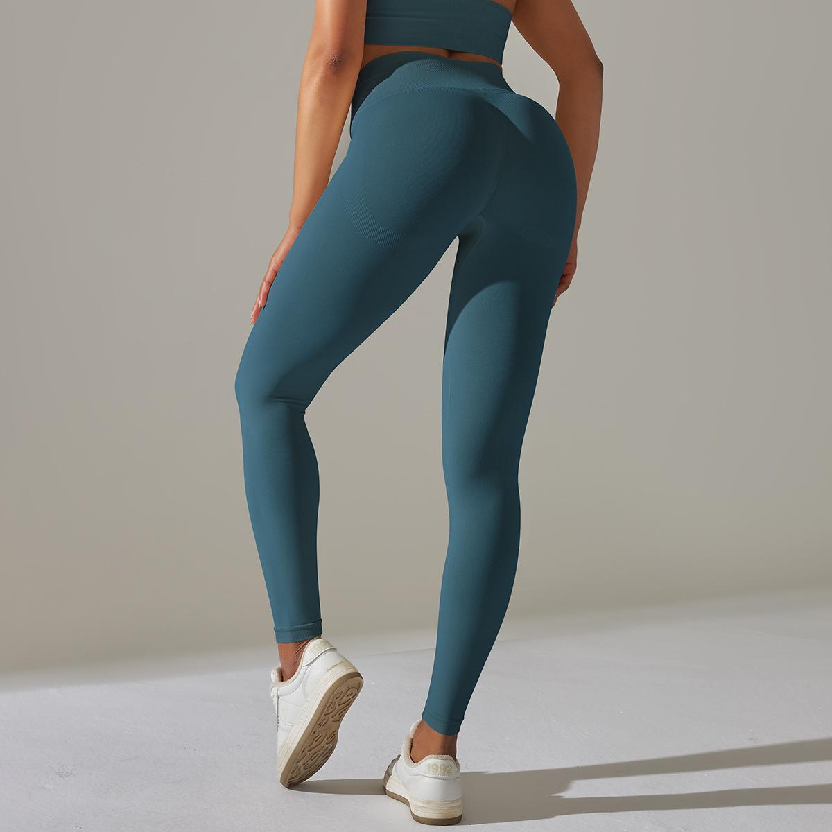 Pantalones de yoga de punto sin costuras que contraen el abdomen y levantan la cadera, absorben la humedad, pantalones de entrenamiento, leggings sexys para adelgazar la cadera para mujer