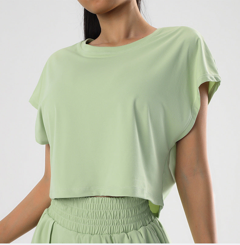 Summer Sexy Yoga T shirt Quick Drying Clothes Loose Breathable Short Sleeve Outdoor Running Sports Workout Clothes