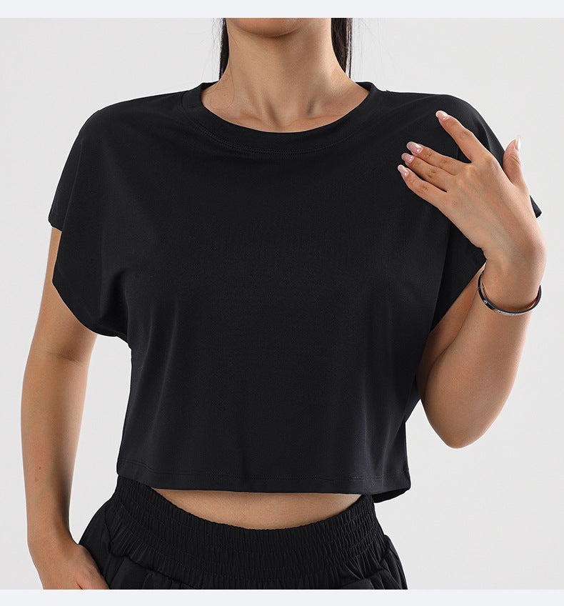 Summer Sexy Yoga T shirt Quick Drying Clothes Loose Breathable Short Sleeve Outdoor Running Sports Workout Clothes