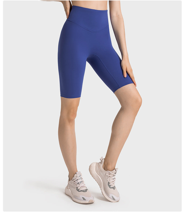 Non Embarrassing Line Anti Curling High Waist Belly Contracting Hip Lifting Yoga Pants Elastic Skin Friendly Sports Shorts Women