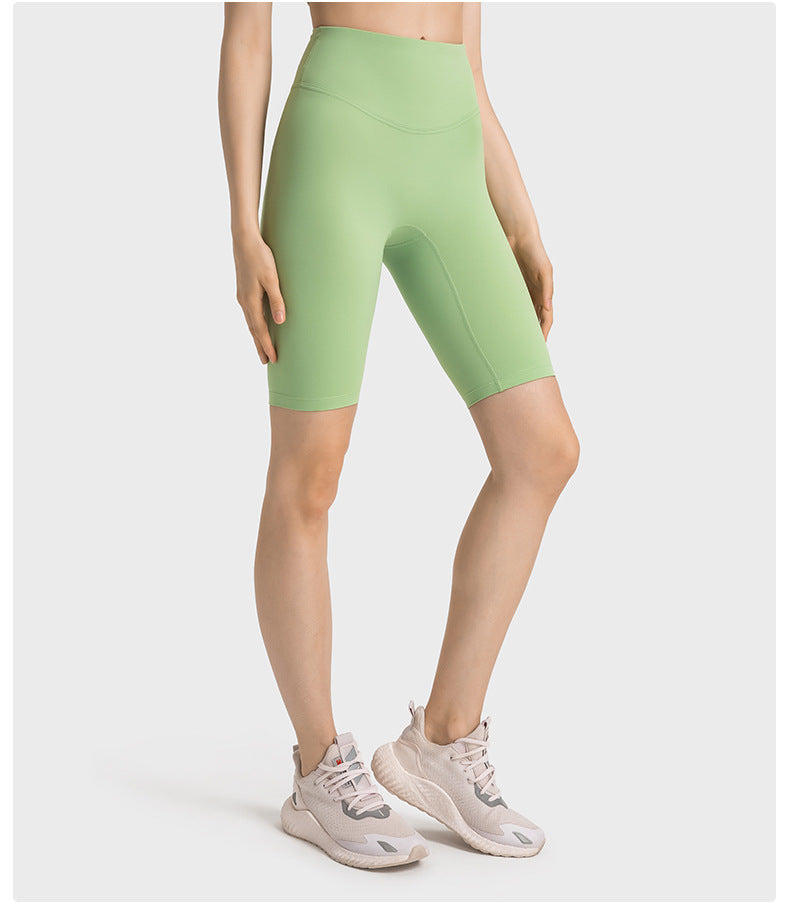 Non Embarrassing Line Anti Curling High Waist Belly Contracting Hip Lifting Yoga Pants Elastic Skin Friendly Sports Shorts Women