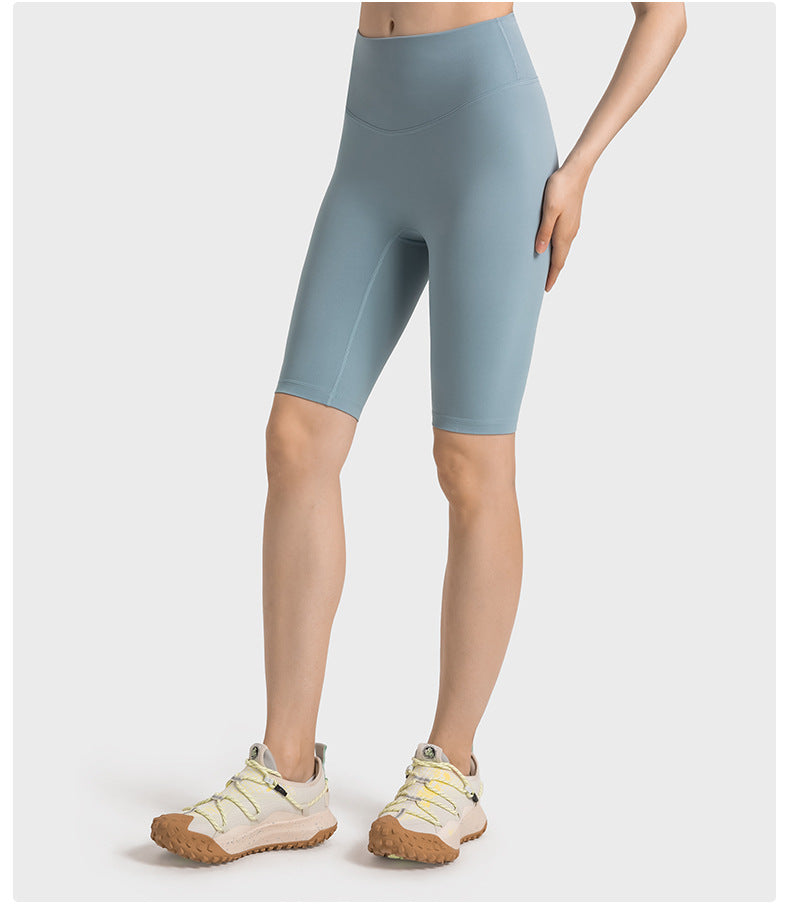 Non Embarrassing Line Anti Curling High Waist Belly Contracting Hip Lifting Yoga Pants Elastic Skin Friendly Sports Shorts Women