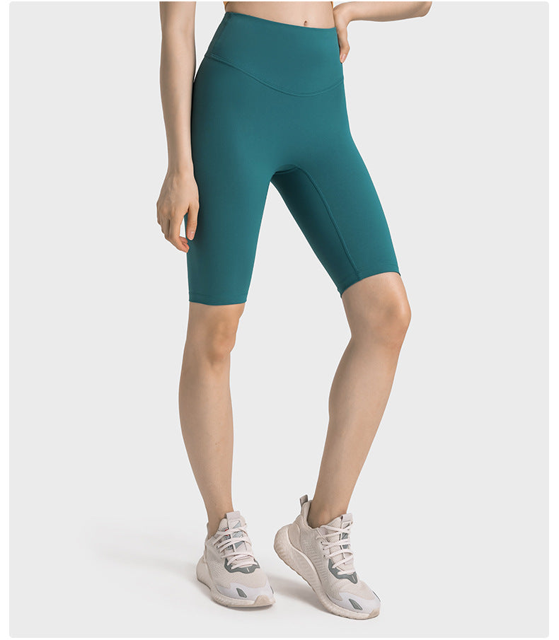 Non Embarrassing Line Anti Curling High Waist Belly Contracting Hip Lifting Yoga Pants Elastic Skin Friendly Sports Shorts Women