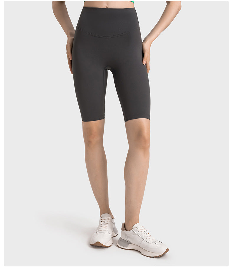 Non Embarrassing Line Anti Curling High Waist Belly Contracting Hip Lifting Yoga Pants Elastic Skin Friendly Sports Shorts Women