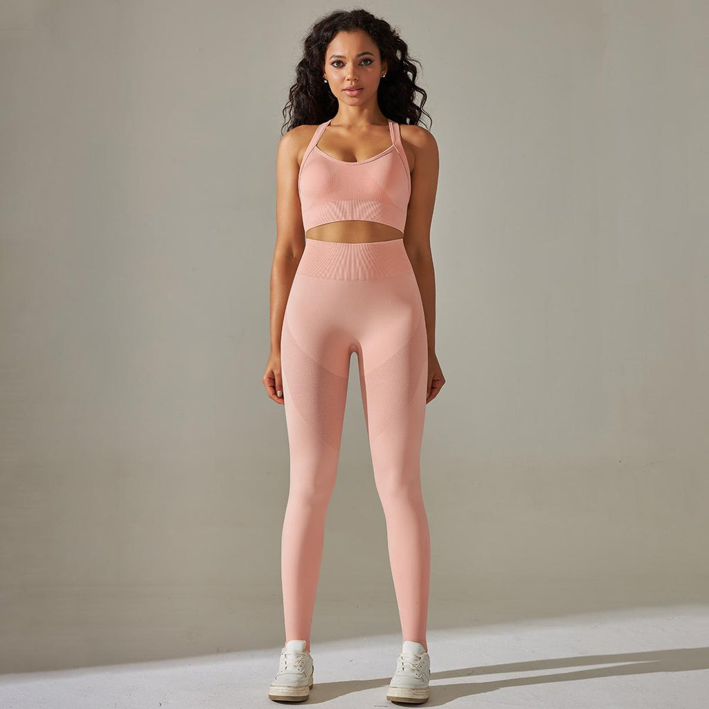 Soutien-gorge sexy respirant en maille, pantalon de yoga gainant pour le ventre et les hanches, tenue de sport et de fitness.