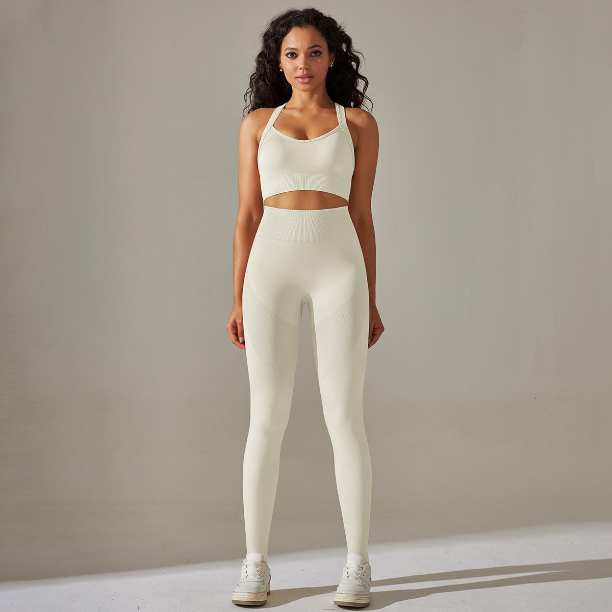 Soutien-gorge sexy respirant en maille, pantalon de yoga gainant pour le ventre et les hanches, tenue de sport et de fitness.