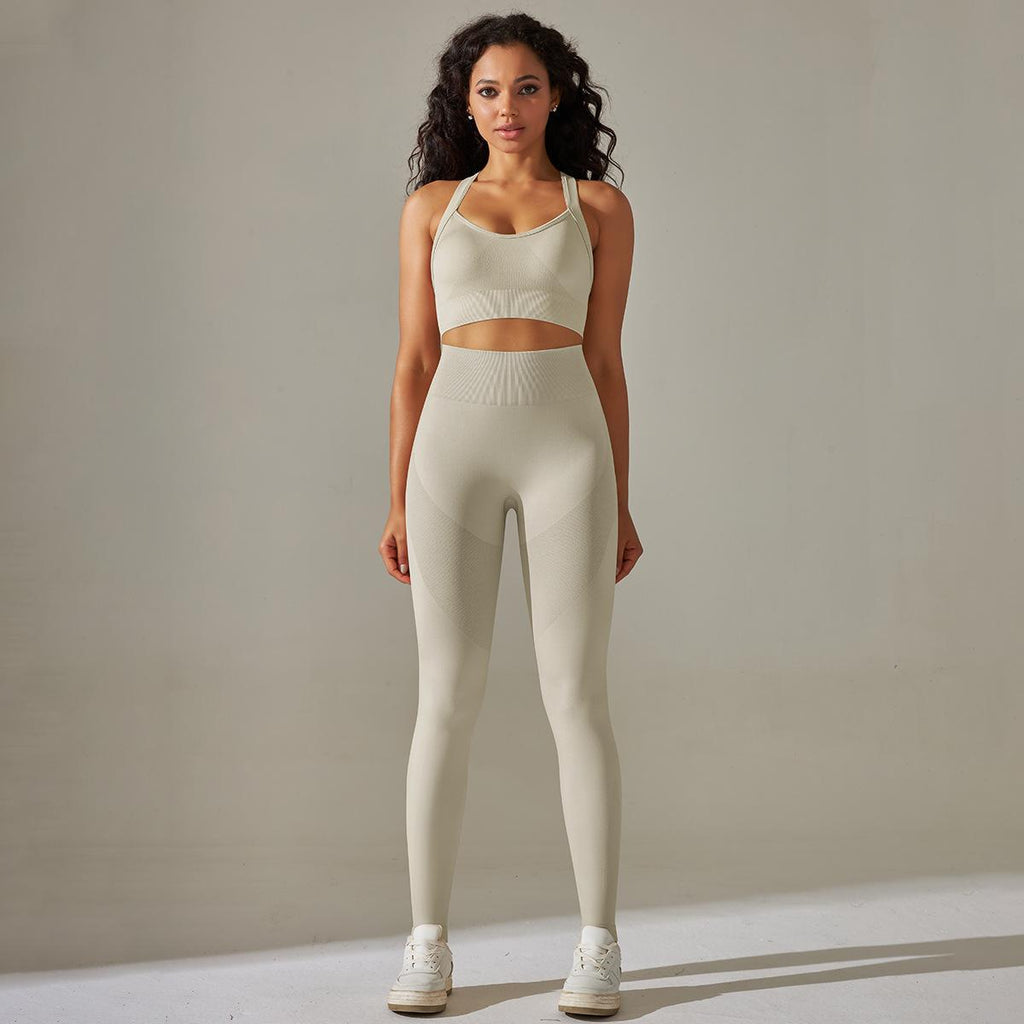 Soutien-gorge sexy respirant en maille, pantalon de yoga gainant pour le ventre et les hanches, tenue de sport et de fitness.