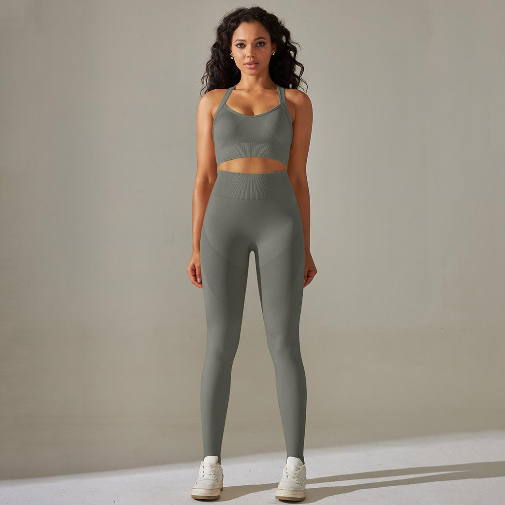 Soutien-gorge sexy respirant en maille, pantalon de yoga gainant pour le ventre et les hanches, tenue de sport et de fitness.