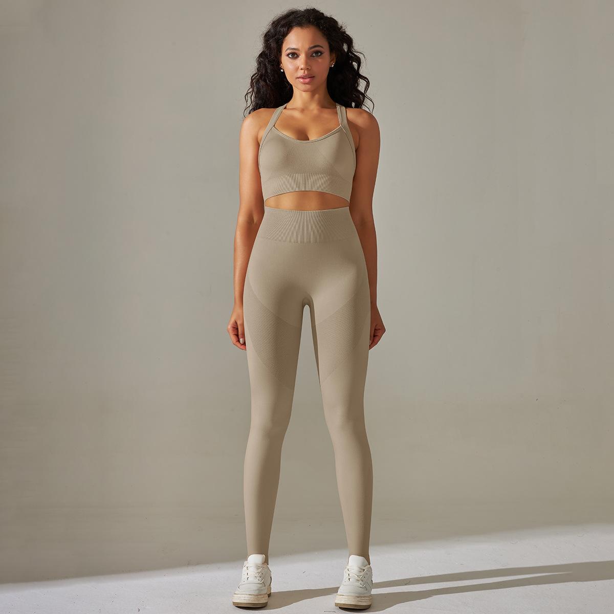 Soutien-gorge sexy respirant en maille, pantalon de yoga gainant pour le ventre et les hanches, tenue de sport et de fitness.