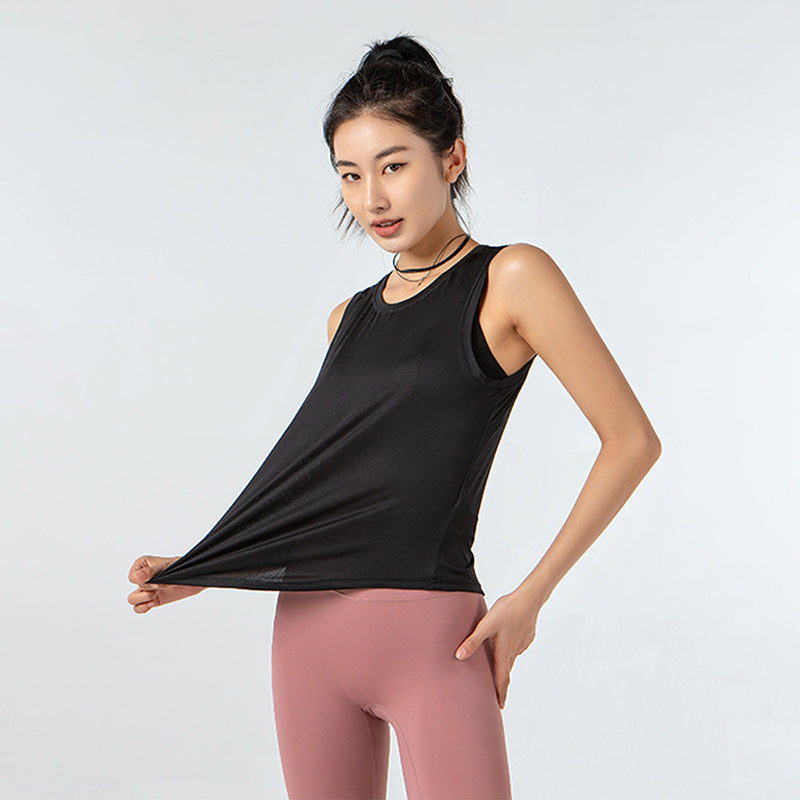 Sports Vest Women Summer Thin Quick Drying Clothes Yoga Short Sleeve Sleeveless Running Workout Clothes Loose Blouse T-shirt