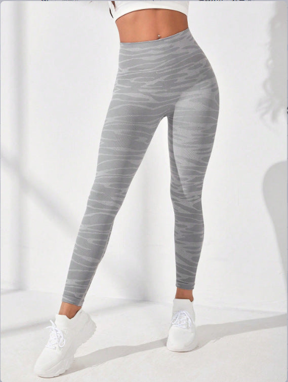 Pantalones de yoga moldeadores de cintura alta de punto sin costuras, mallas deportivas transpirables que absorben el sudor