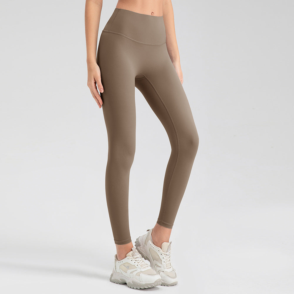 Women Summer Yoga Pants Nude Feel No Embarrassment Line High Waist Hip Lift Tights Breathable Skin-Friendly Fitness Sports Pants