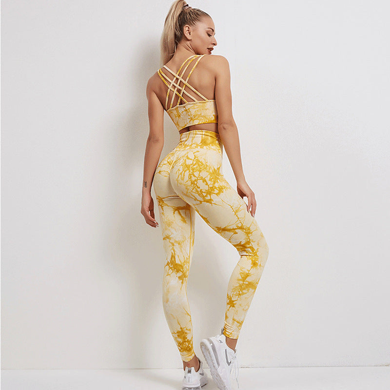 Tie Dye Sportswear Women's Suit Yoga Suit Fitness Suit Comfortable High Waist Stretch Skinny Yoga Pants