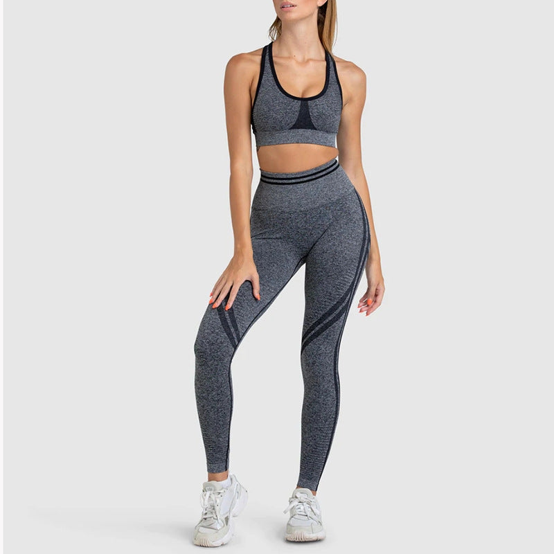 Legging sans coutures, pantalon de fitness taille haute, pantalon de course et de yoga pour femme, ensemble soutien-gorge et brassière de sport à haute élasticité