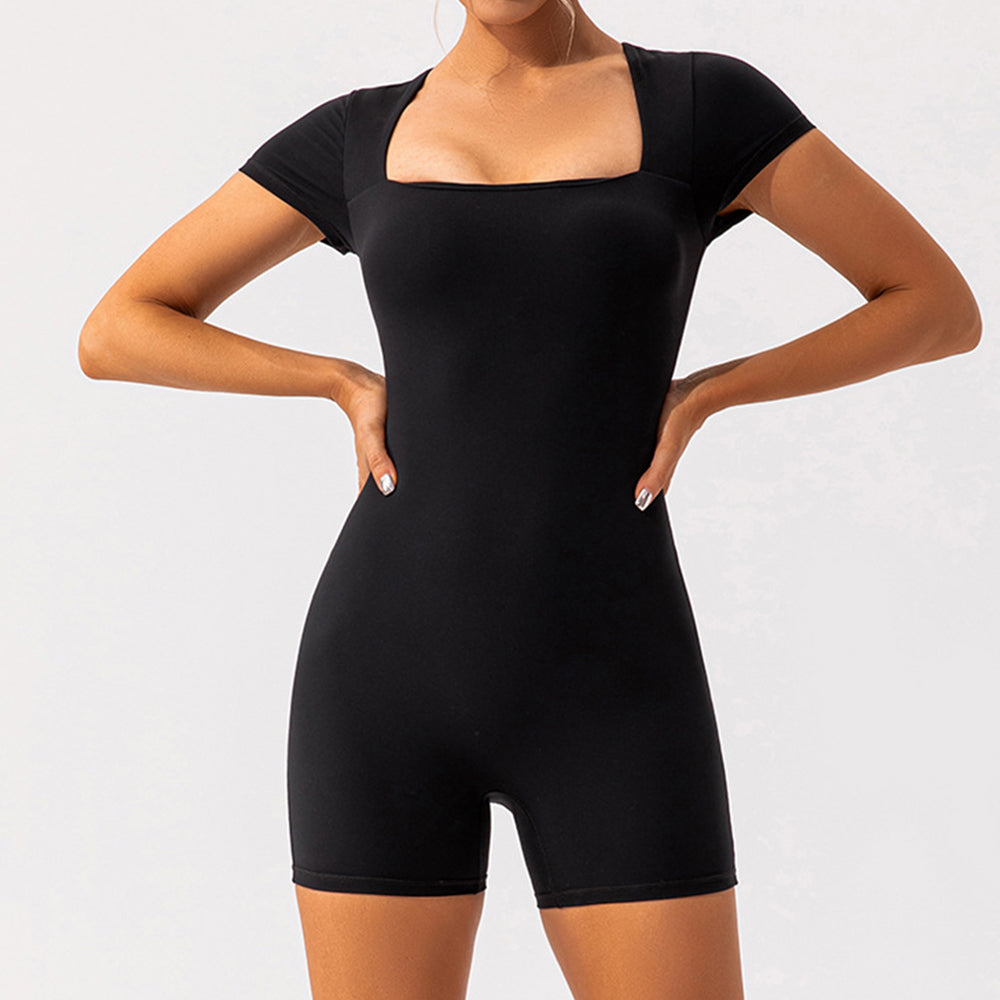 Nude Feel Yoga Short Sleeve One Piece Training Air Yoga Bodysuit Integrated Suit
