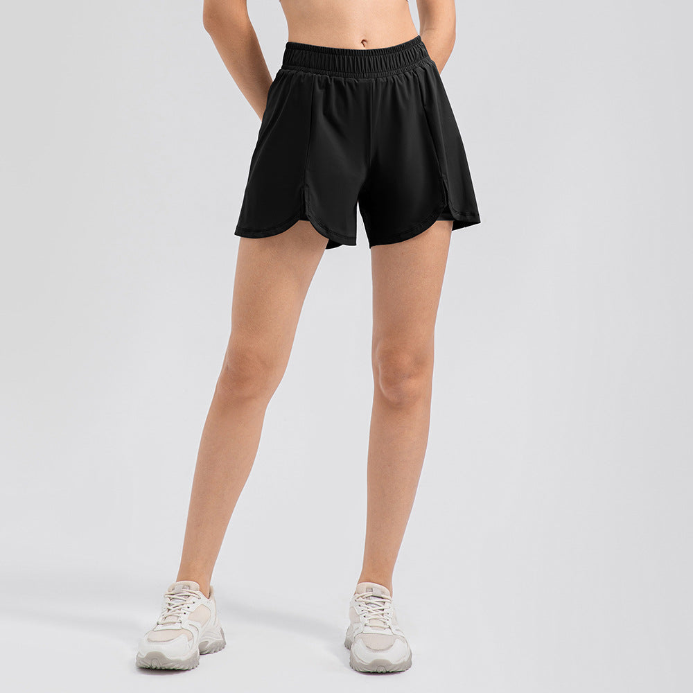 Women Yoga Shorts Loose Breathable Faux Two Piece Double Layer Sports Pants Quick Drying High Waist Running Workout Shorts