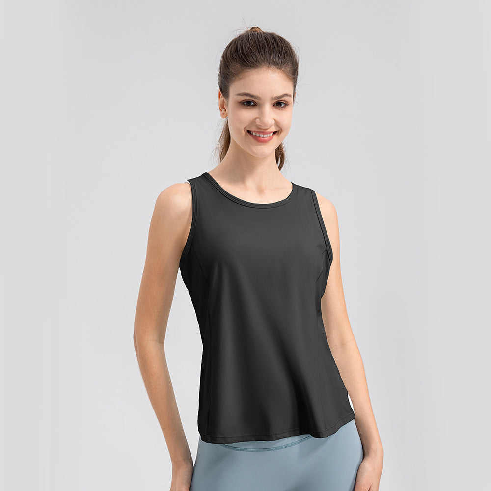 Summer Yoga Vest Women Lightweight Nude Feel Sports Blouse Loose Breathable Running Workout Training Top