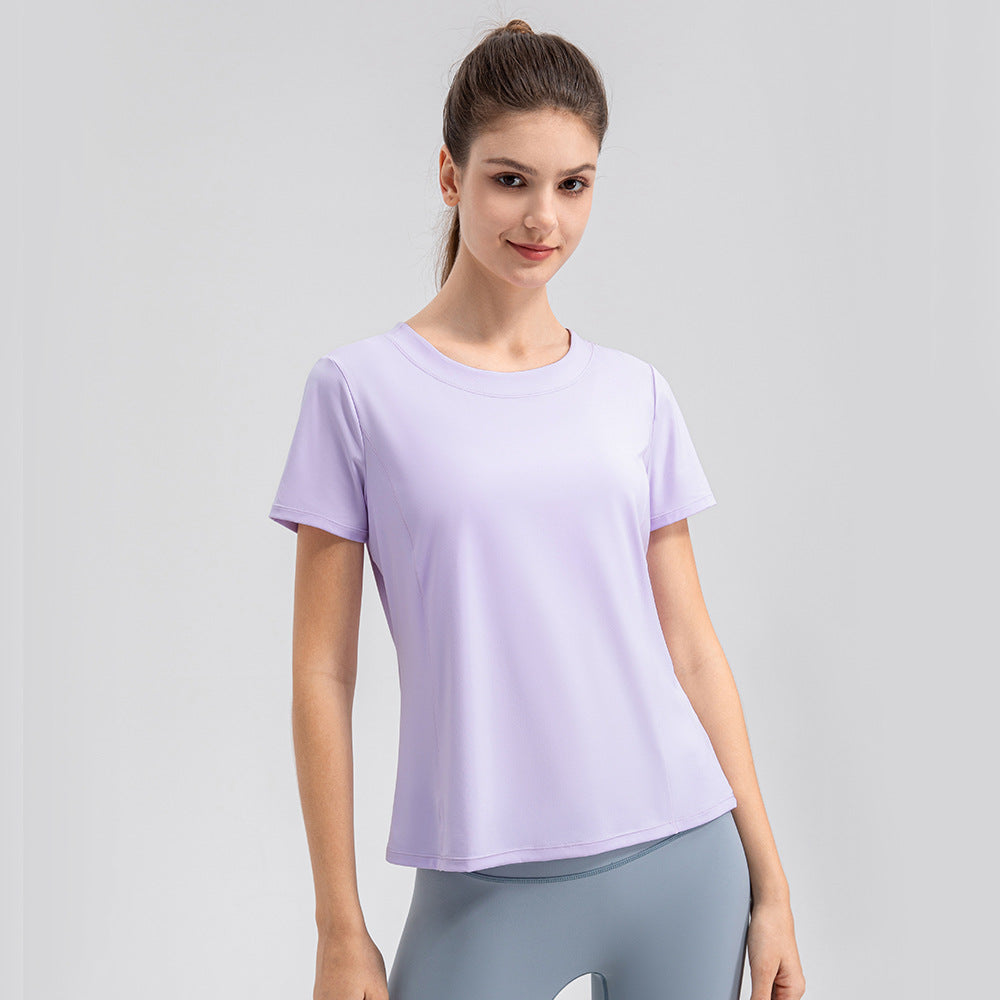 Women Summer Loose Yoga Clothes Short Sleeve Lightweight Breathable Running Exercise T shirt Nude Feel Quick Drying Workout Top