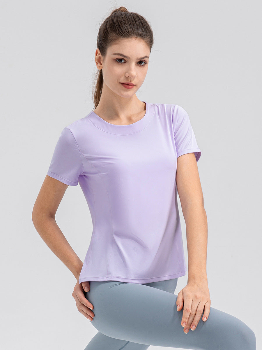 Women Summer Loose Yoga Clothes Short Sleeve Lightweight Breathable Running Exercise T shirt Nude Feel Quick Drying Workout Top
