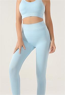 Conjunto de dos piezas de sujetador deportivo con amortiguación y pantalones de cintura alta para yoga, sexy, tejido sin costuras