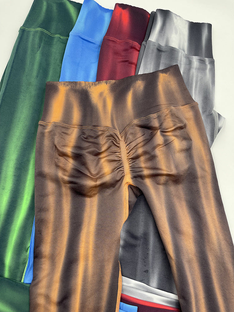 Tie Dye High Waist Slim Yoga Trousers Moisture Wicking Quick Drying Sports Tights Women