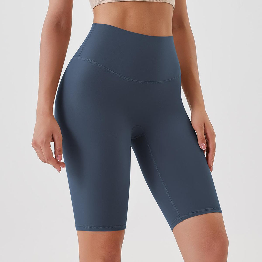 Pantalones de yoga ajustados con efecto piel color melocotón, cintura alta, realce de cadera, leggings deportivos