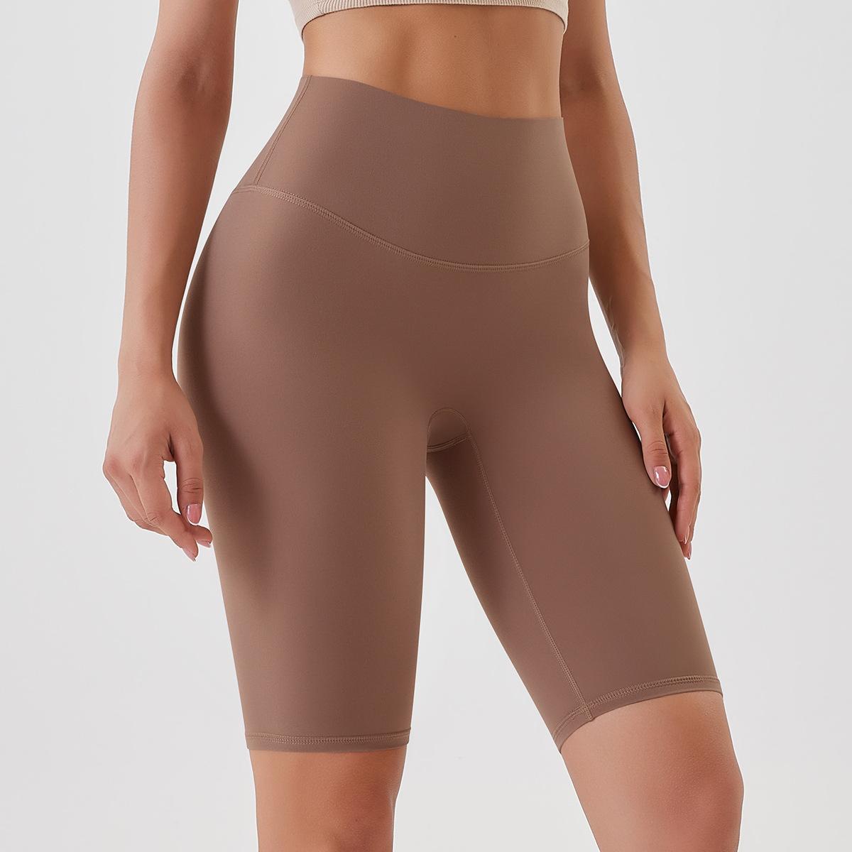 Nude Feel Yoga Pants Tight Fitting Outerwear Peach Hip High Waist Hip Lift Stretch Fitness Leggings Sports Shorts