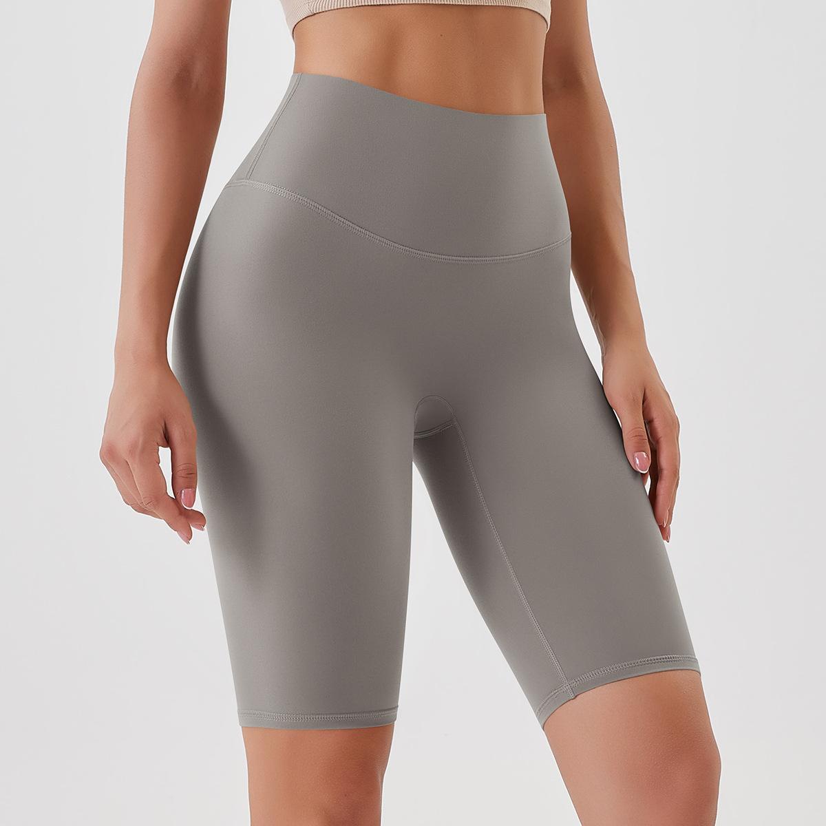 Pantalones de yoga ajustados con efecto piel color melocotón, cintura alta, realce de cadera, leggings deportivos