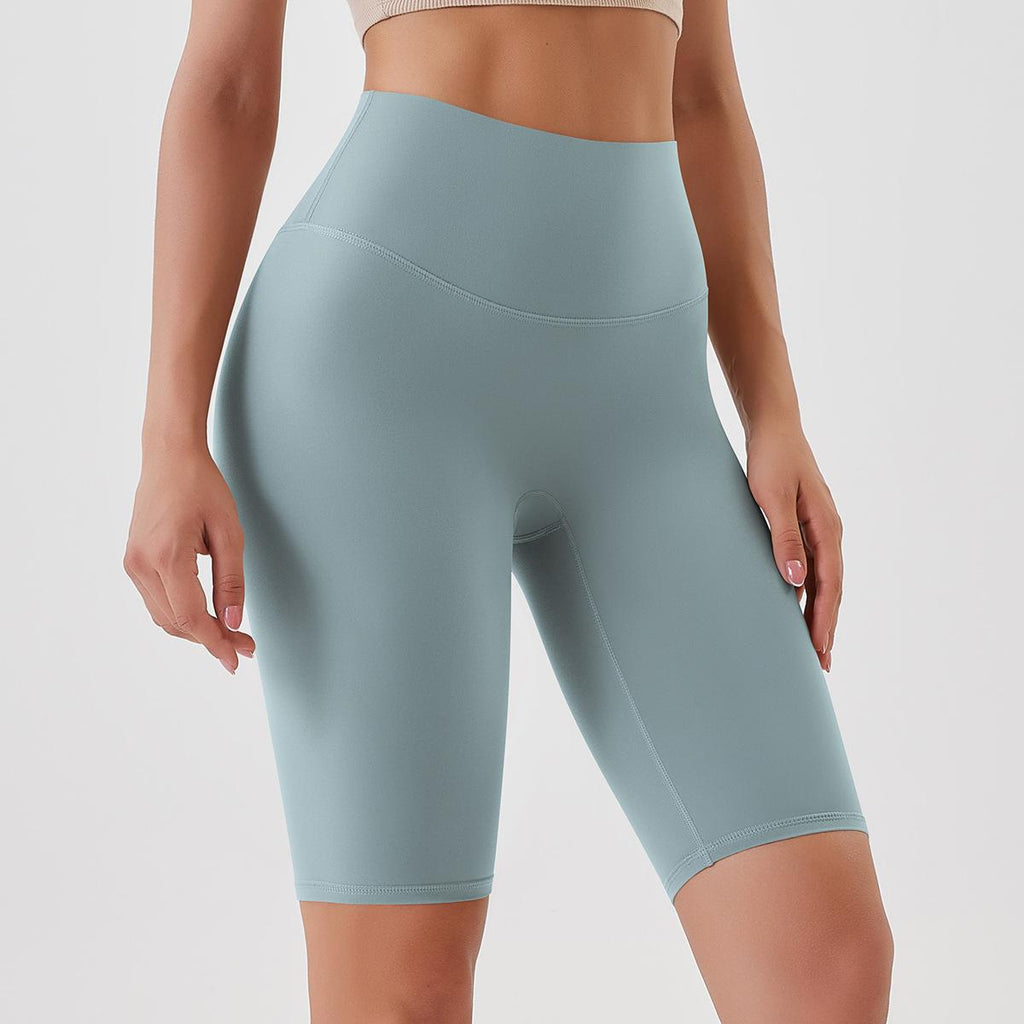 Pantalones de yoga ajustados con efecto piel color melocotón, cintura alta, realce de cadera, leggings deportivos