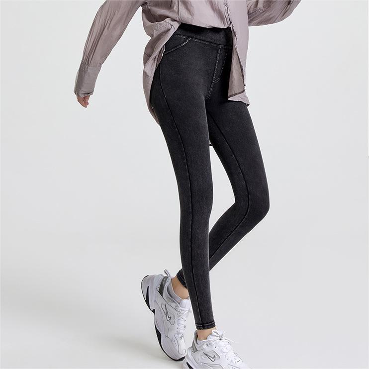 Yoga Jeans Women High Waist Shaping Skinny Slimming Pocket Yoga Outer Match Skinny Pants