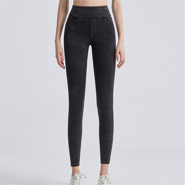 Yoga Jeans Women High Waist Shaping Skinny Slimming Pocket Yoga Outer Match Skinny Pants