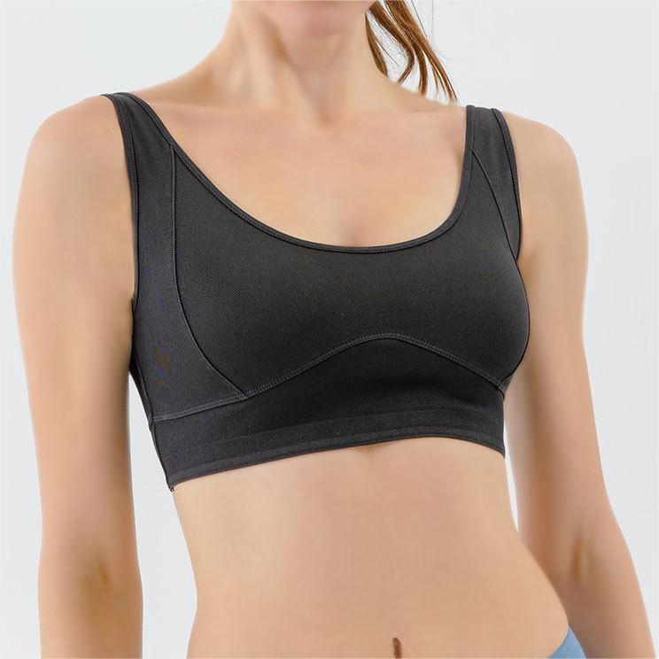 Denim Yoga Sports Underwear Women Tight Stretch High Strength Shockproof Push Up Workout Bra