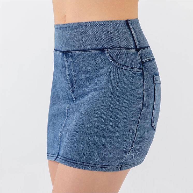 Summer High Waist Denim Skirt Women Stretchy Slim Fit Sexy Belly Contracting Hip Lifting Sports Outerwear Yoga Skirts