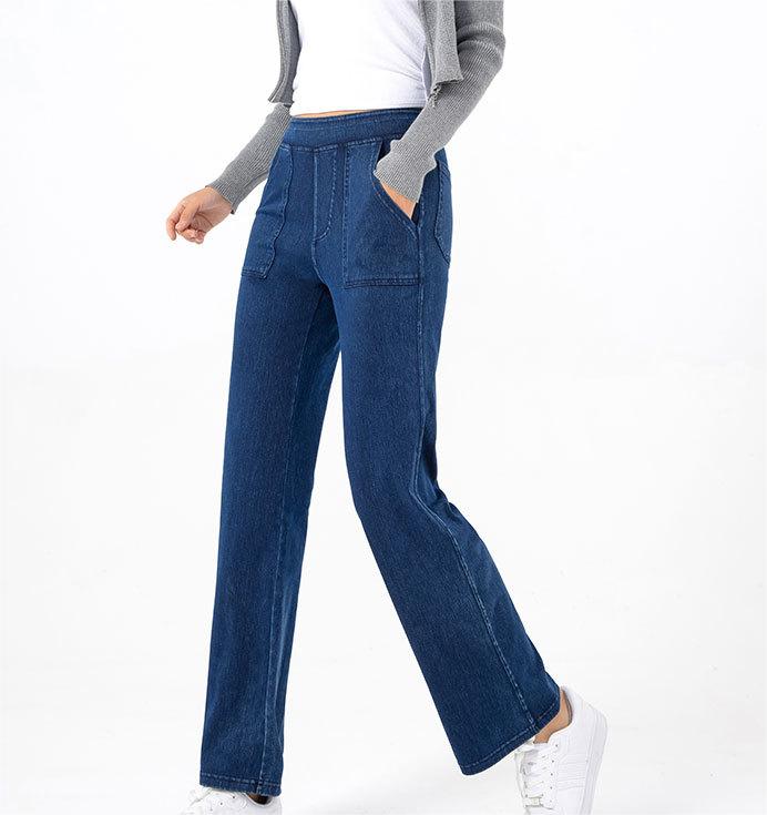 Summer Multi Pocket Workwear Jeans Women Retro Trendy High Waist Slimming Straight Wide Leg Casual Pants