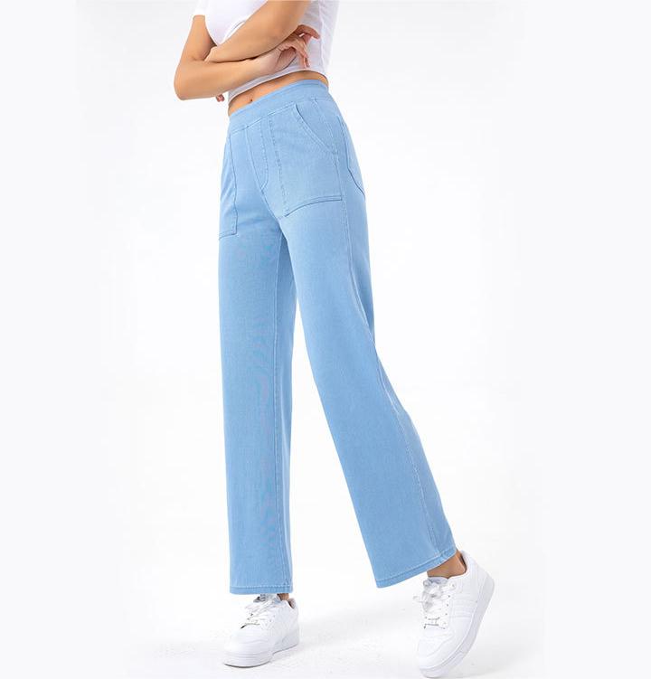 Summer Multi Pocket Workwear Jeans Women Retro Trendy High Waist Slimming Straight Wide Leg Casual Pants