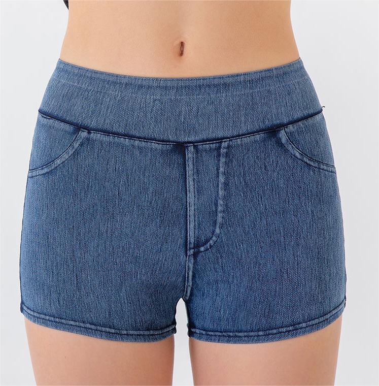 Denim Yoga Shorts Women's High Waist Slimming Hip Raise Stretch Workout Pants Running Sports Outerwear Casual Shorts