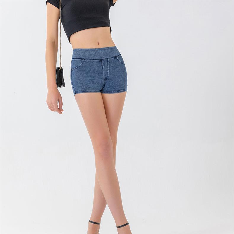 Denim Yoga Shorts Women's High Waist Slimming Hip Raise Stretch Workout Pants Running Sports Outerwear Casual Shorts