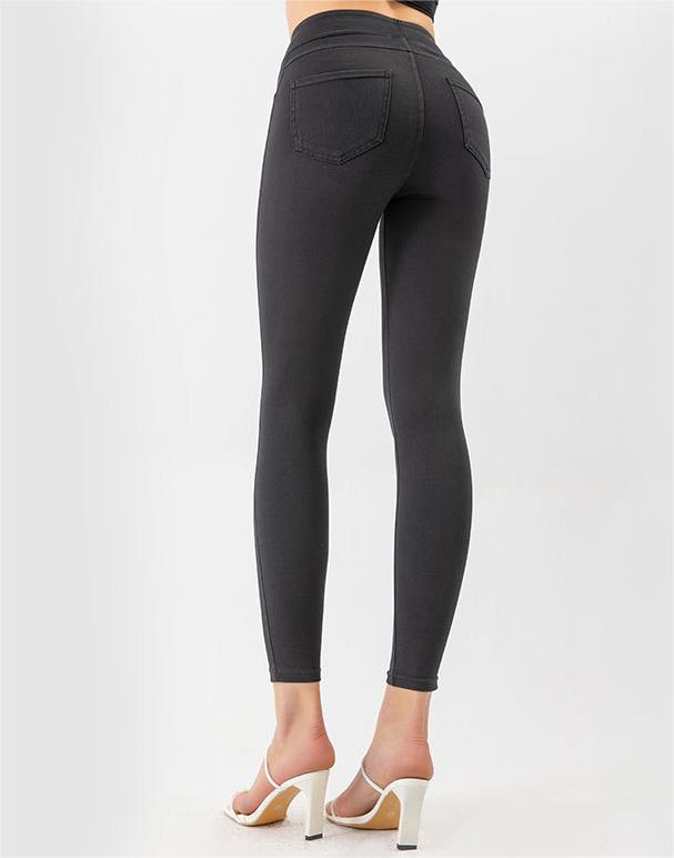 High Waist Stretch Barbie Jeans Women Belly Contracting Hip Lifting Double Pocket Yoga Sports Casual Ankle Banded Pants