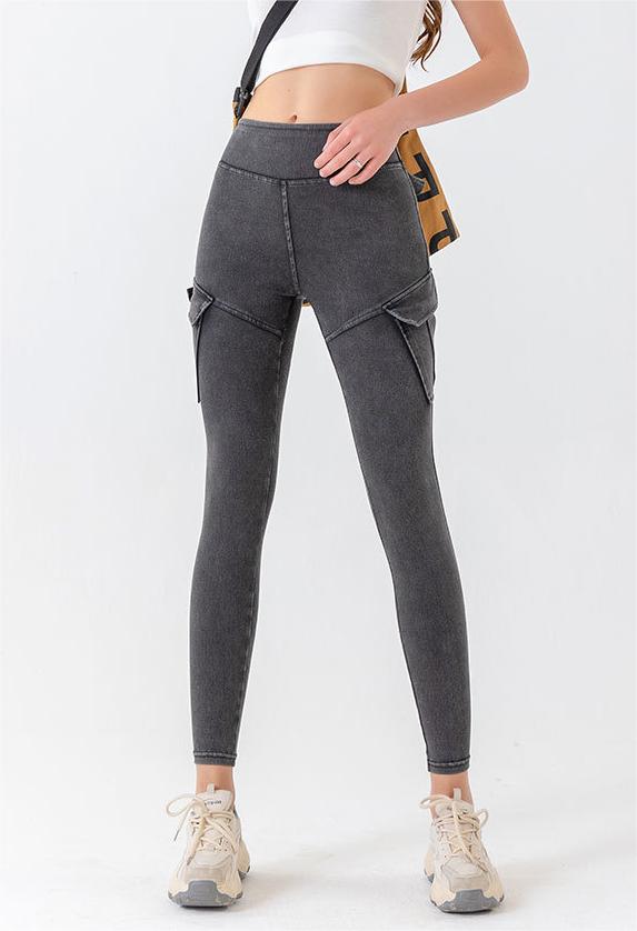 High Waist Slimming Peach Chrysanthemum Jeans Women Hip Lifting Pocket Sports Outerwear Casual Pants