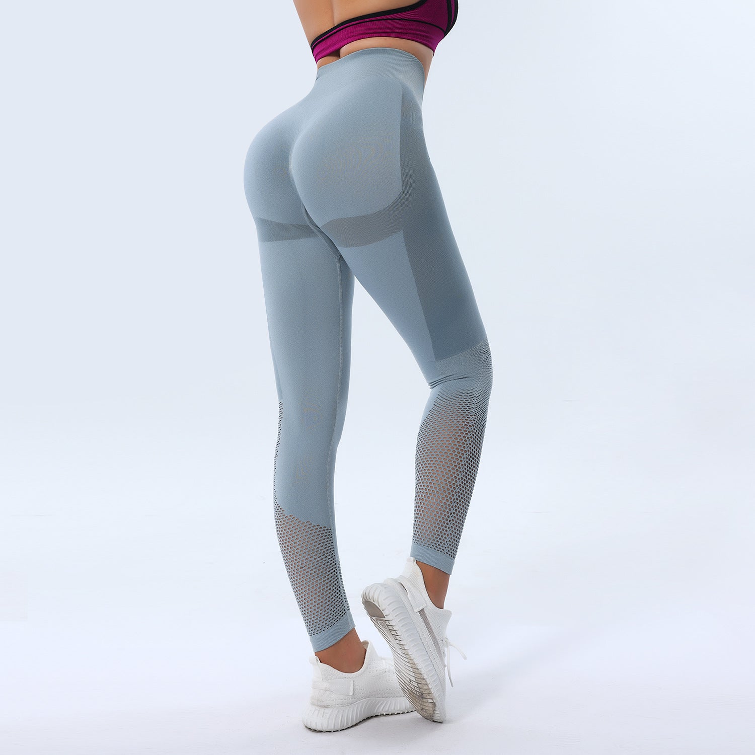 Nude Feel High Waist Peach Hip Fitness Pants Women Hollow Out Cutout Breathable Hip Lifting Fitness Yoga Pants Sports Yoga Pants