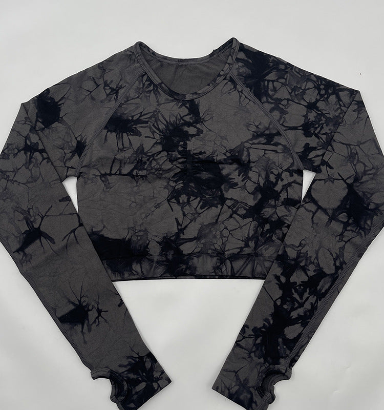 Summer Tie Dye Fitness Yoga Suit Skinny Hip Raise Breast Shaping High Waist Yoga Clothes Sports Tight Clothes