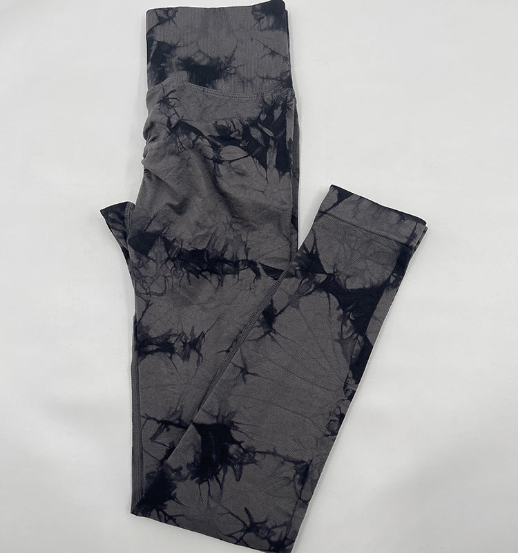 Summer Tie Dye Fitness Yoga Suit Skinny Hip Raise Breast Shaping High Waist Yoga Clothes Sports Tight Clothes