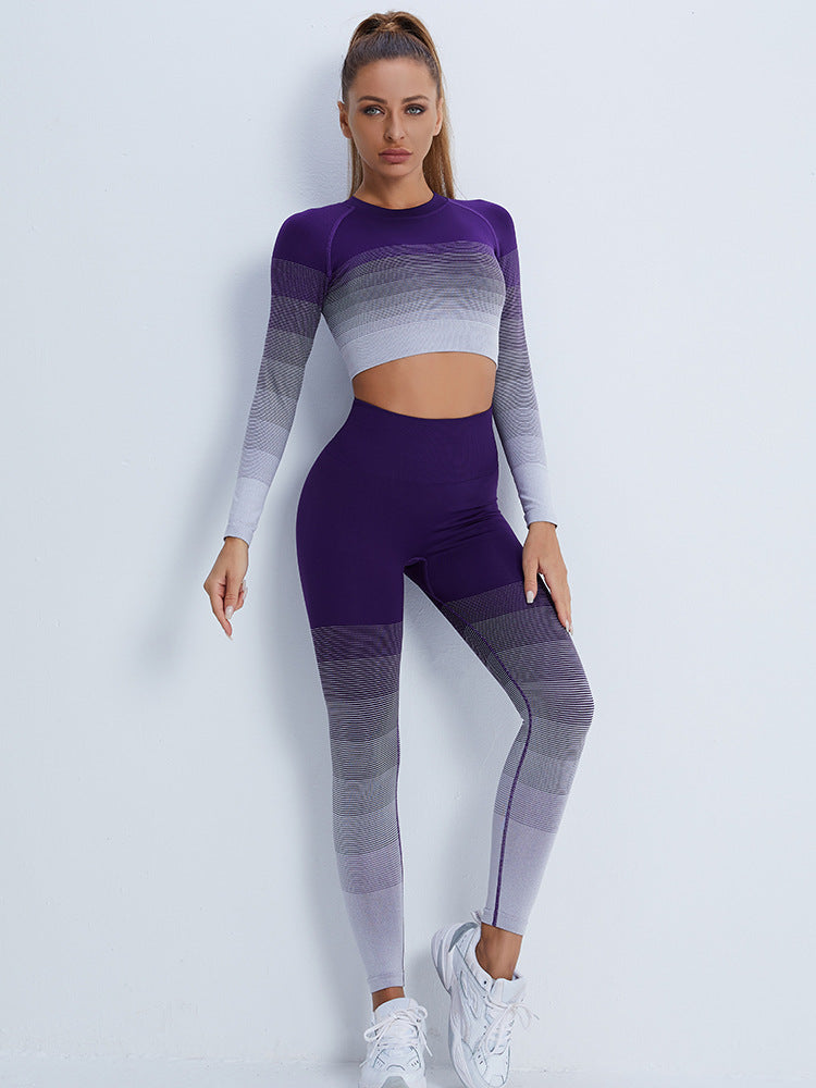 Gradient Sports Long Sleeve Trousers Suit Fitness Running Yoga Long Sleeve Tights