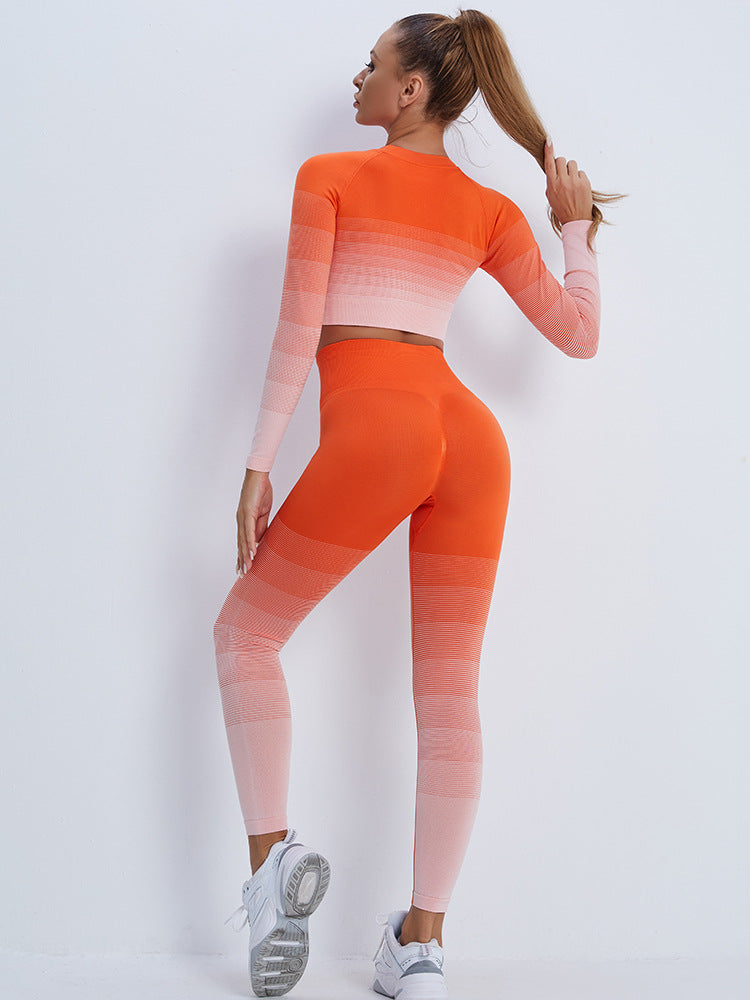 Gradient Sports Long Sleeve Trousers Suit Fitness Running Yoga Long Sleeve Tights