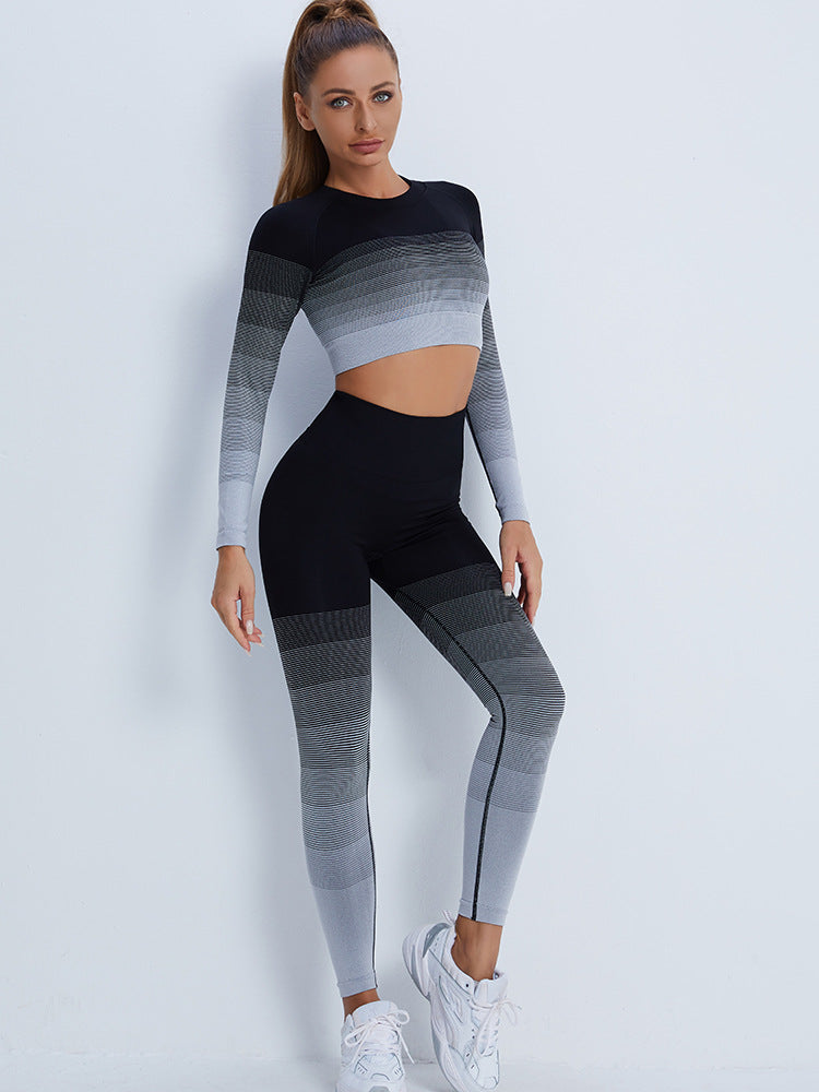 Gradient Sports Long Sleeve Trousers Suit Fitness Running Yoga Long Sleeve Tights