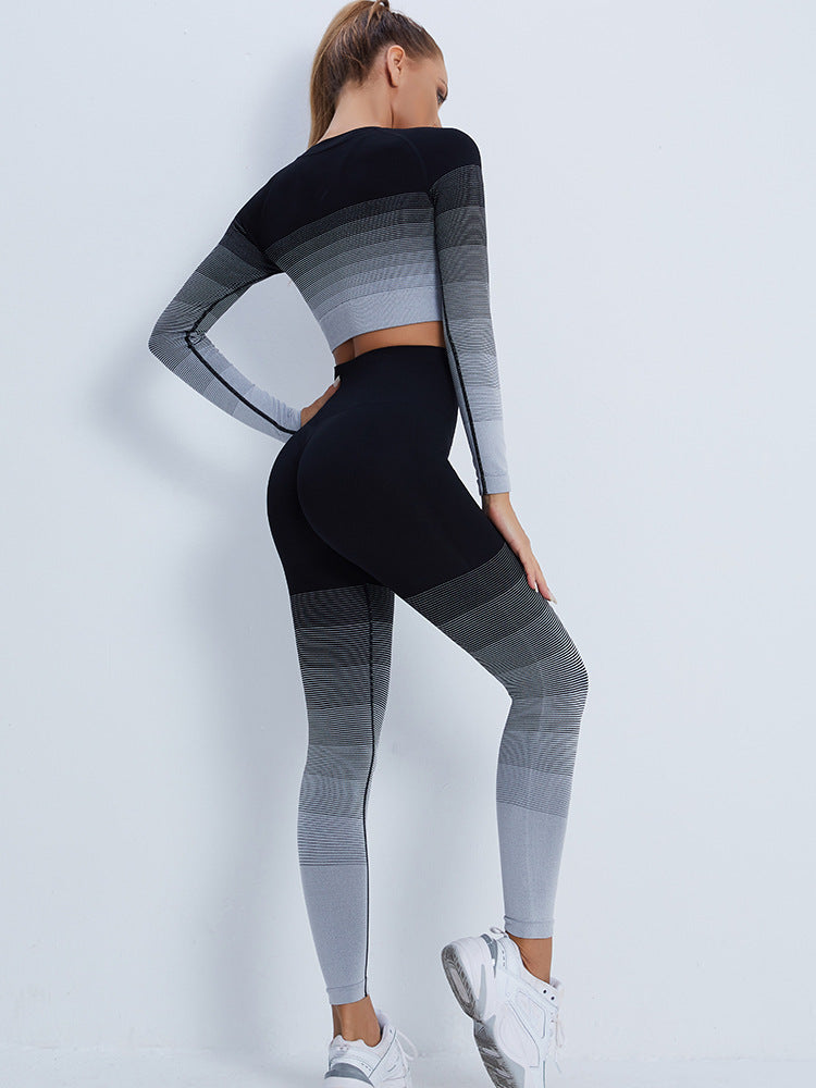 Gradient Sports Long Sleeve Trousers Suit Fitness Running Yoga Long Sleeve Tights