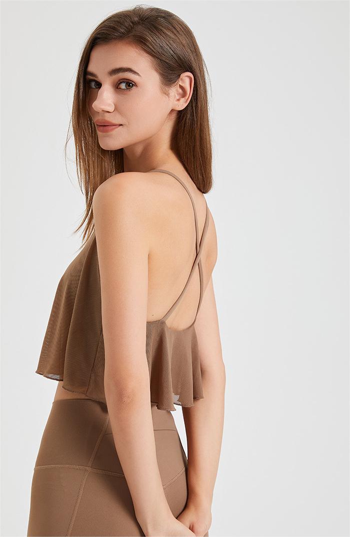 Cloud Mesh Yoga Vest Women Fixed Chest Pad Workout Top Shockproof Running Quick Drying Sports Bra